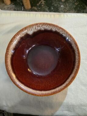 Vintage Hull Brown Drip Stoneware Bowl | Mid Century Pottery USA